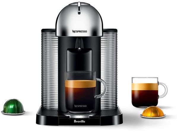 Breville Nespresso Vertuo Automatic Eject Coffee and Espresso Maker Machine, Chrome